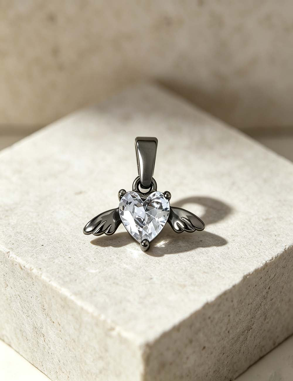 Ladies Sweet Romantic CZ Heart Star Charm Pendant