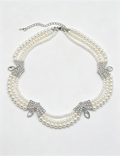 Ladies Retro Multi-layer Pearl Rhinestone Necklace