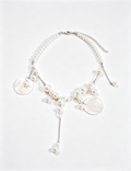 Ladies Vacation Shell Faux Pearl Choker Necklace