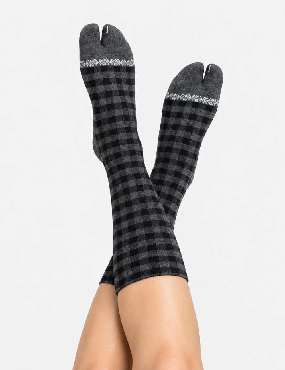 Ladies Assorted Patterns Split Toe Mid Calf Socks