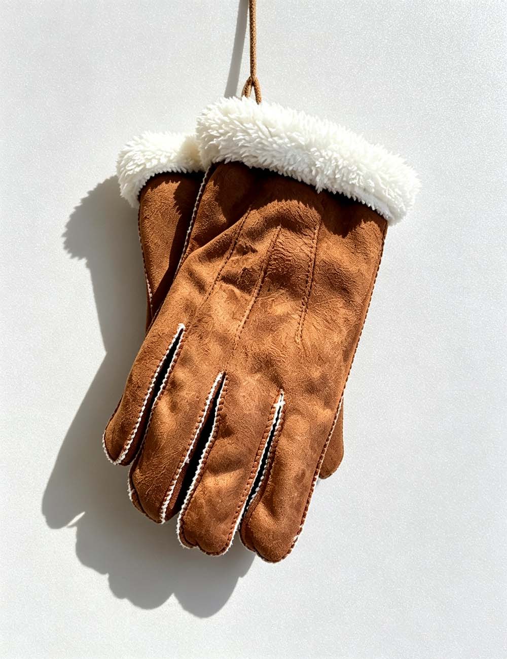 Ladies Faux Suede Faux Fur Cuff Winter Gloves