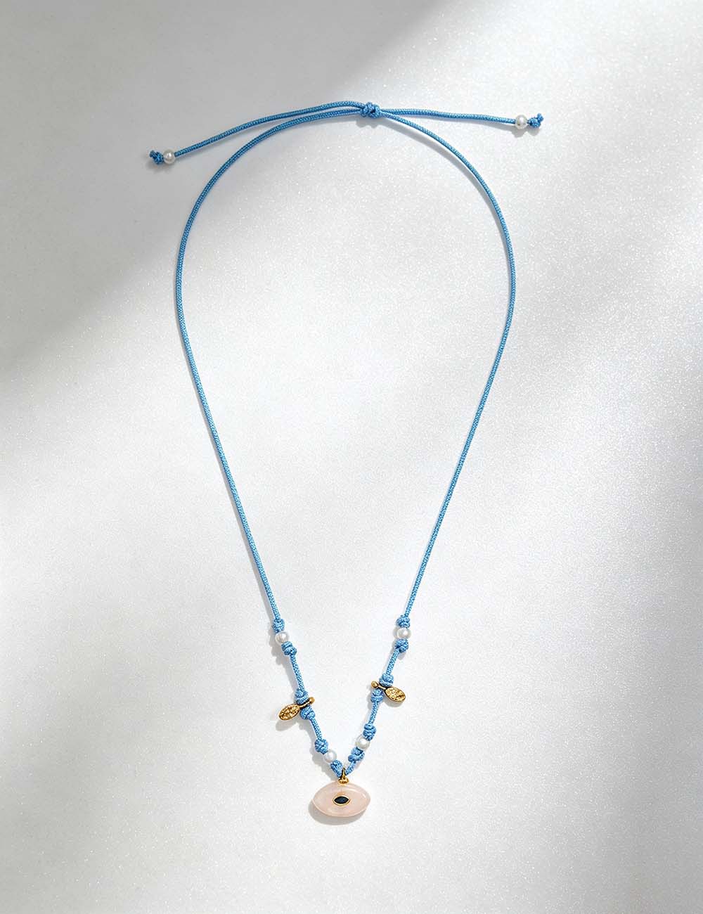 Ladies Evil Eye Stone Braided Cord Necklace