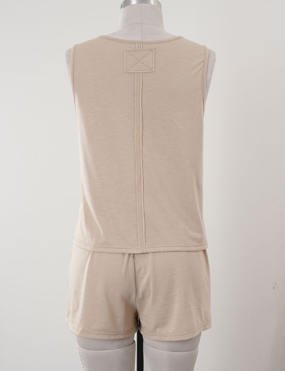 Ladies Casual Solid Color Tank Top & Wide Leg Shorts Matching Set