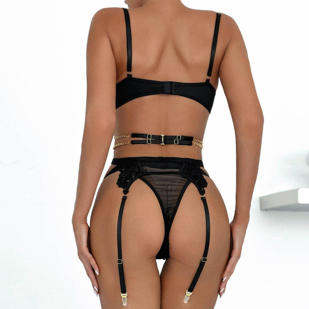 2PCS Lace Sexy Lingerie Set with Garter Belt