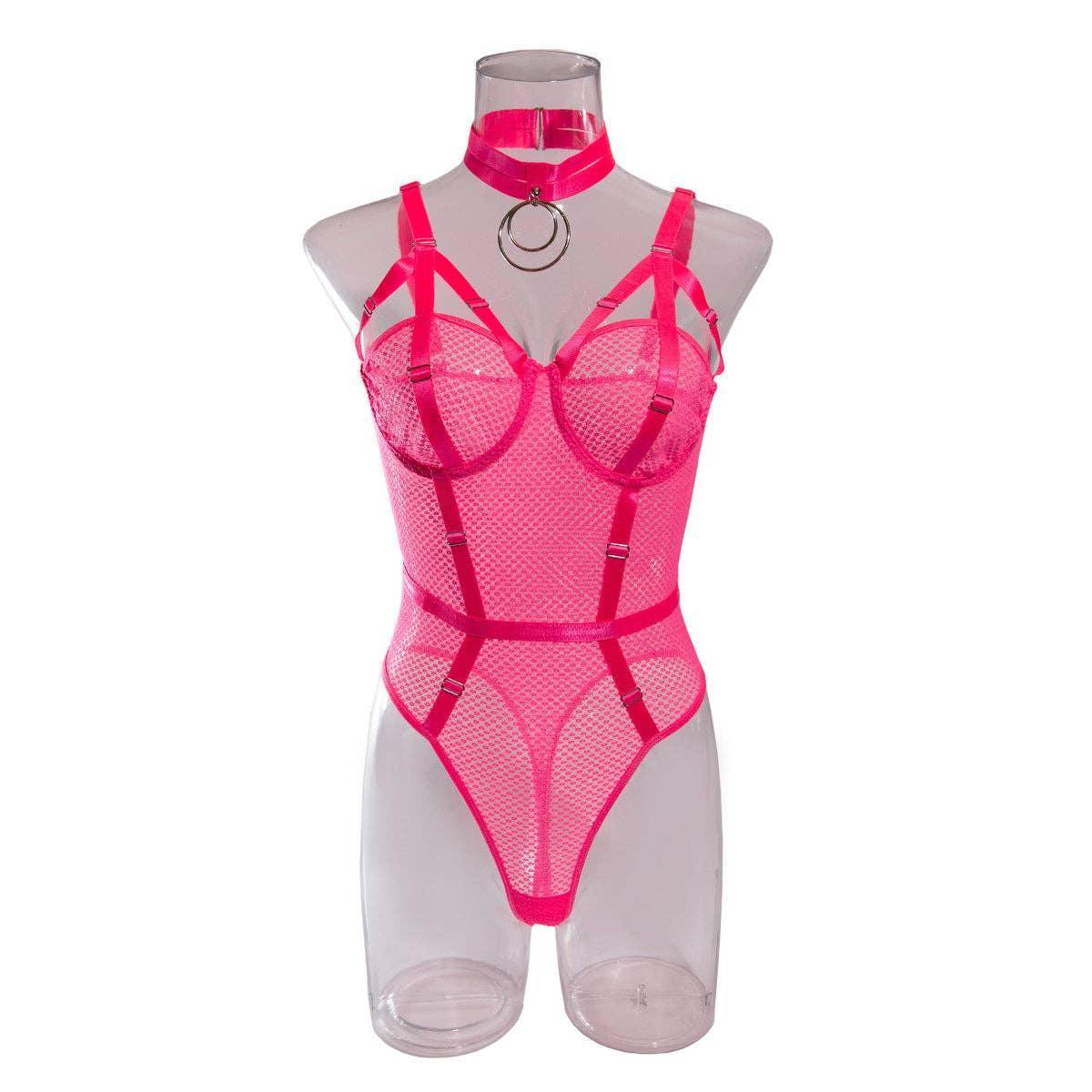 2PCS Metal Silver Sexy Lingerie Teddy