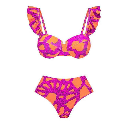 3-Piece Floral Print Bikini Swimsuits with Cover Up