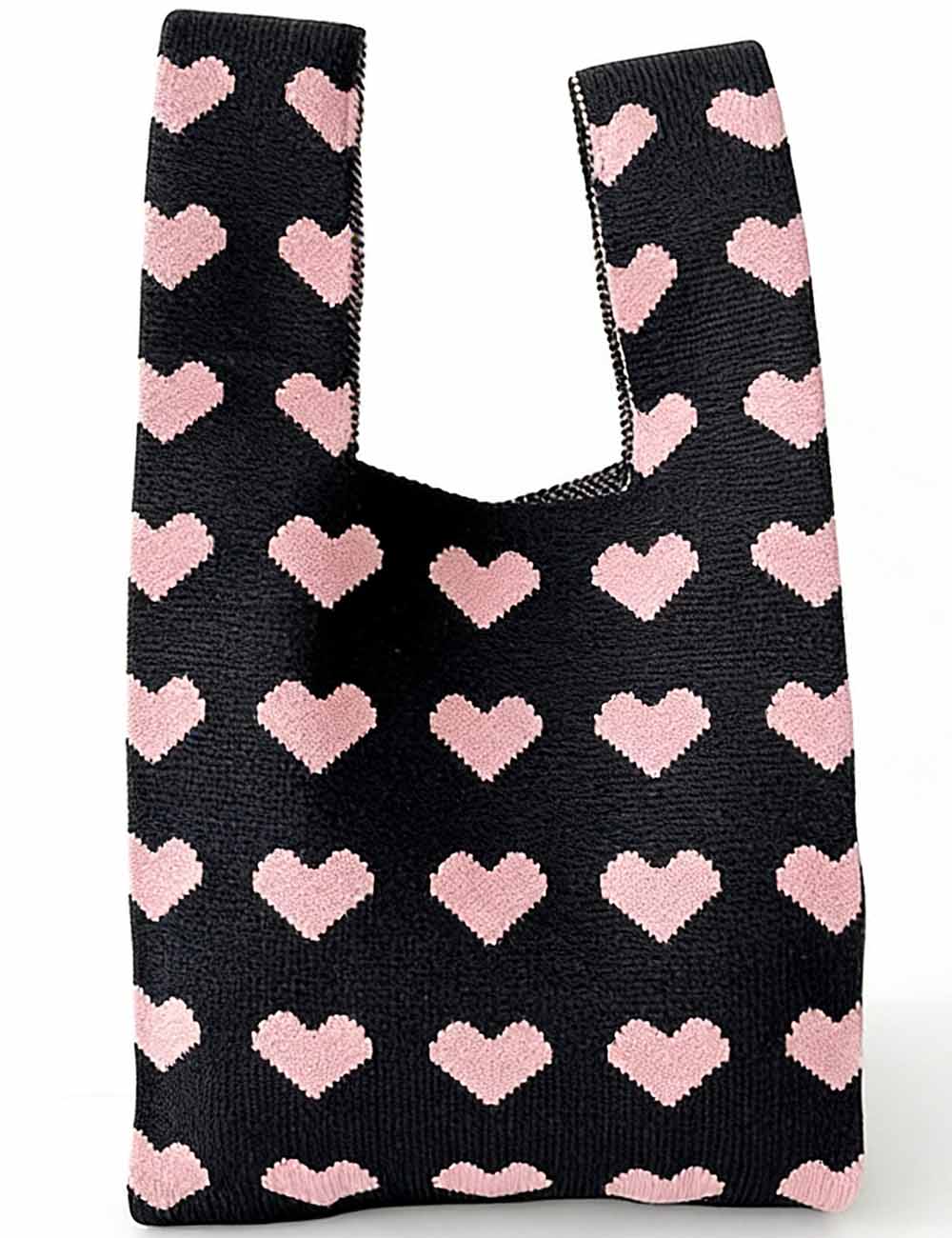 Ladies Valentine's Heart Knit Handbag Mini Tote Bag