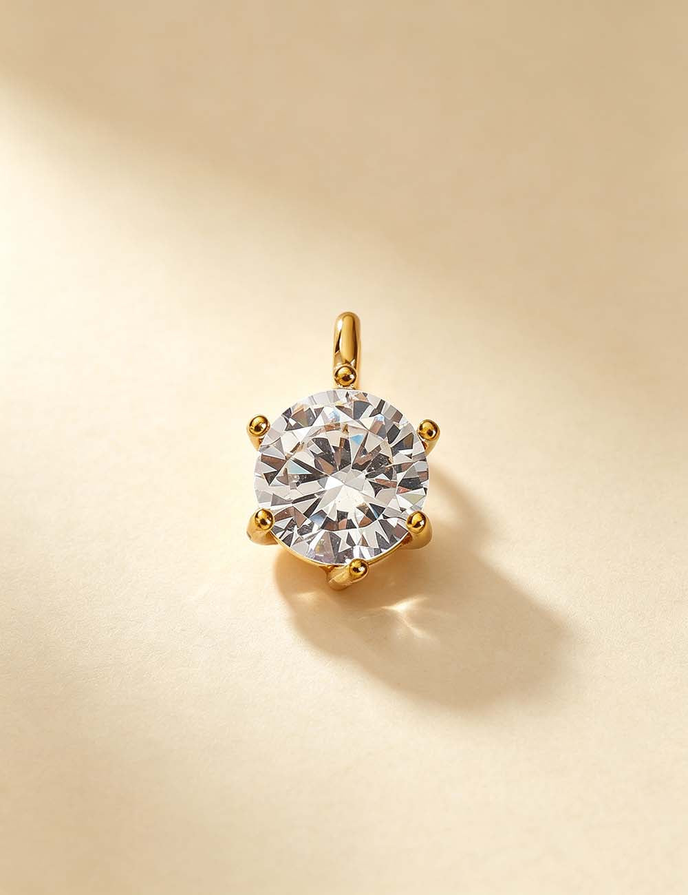 Ladies Minimalist Classic Round CZ Charm Pendant