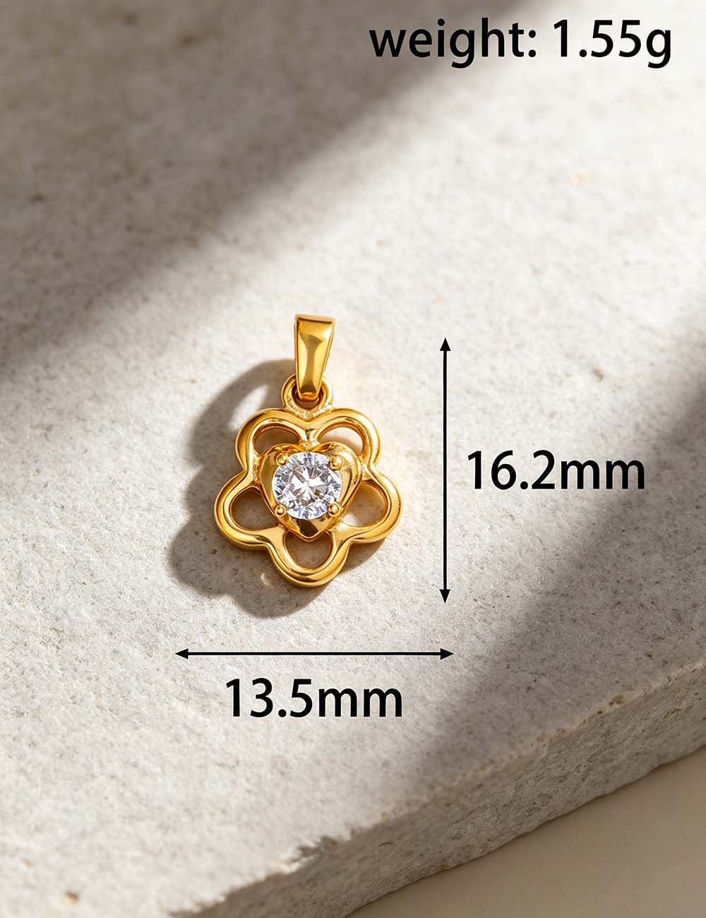 Ladies Cubic Zirconia Floral Star Geometric Pendant Charms