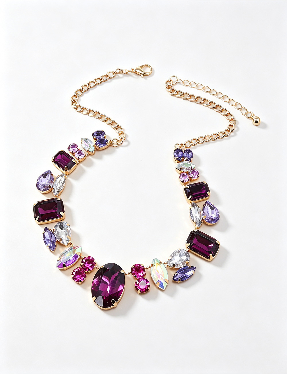 Ladies Retro Colorful Rhinestone Necklace
