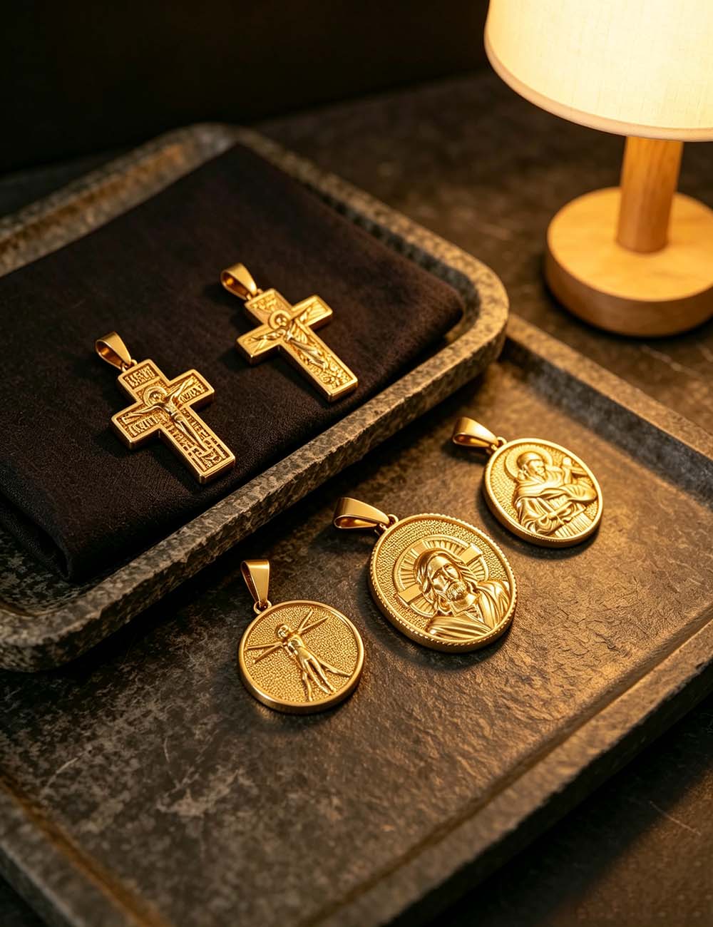 Ladies Vintage Heart Key Cross Gold Plated Pendant Charms