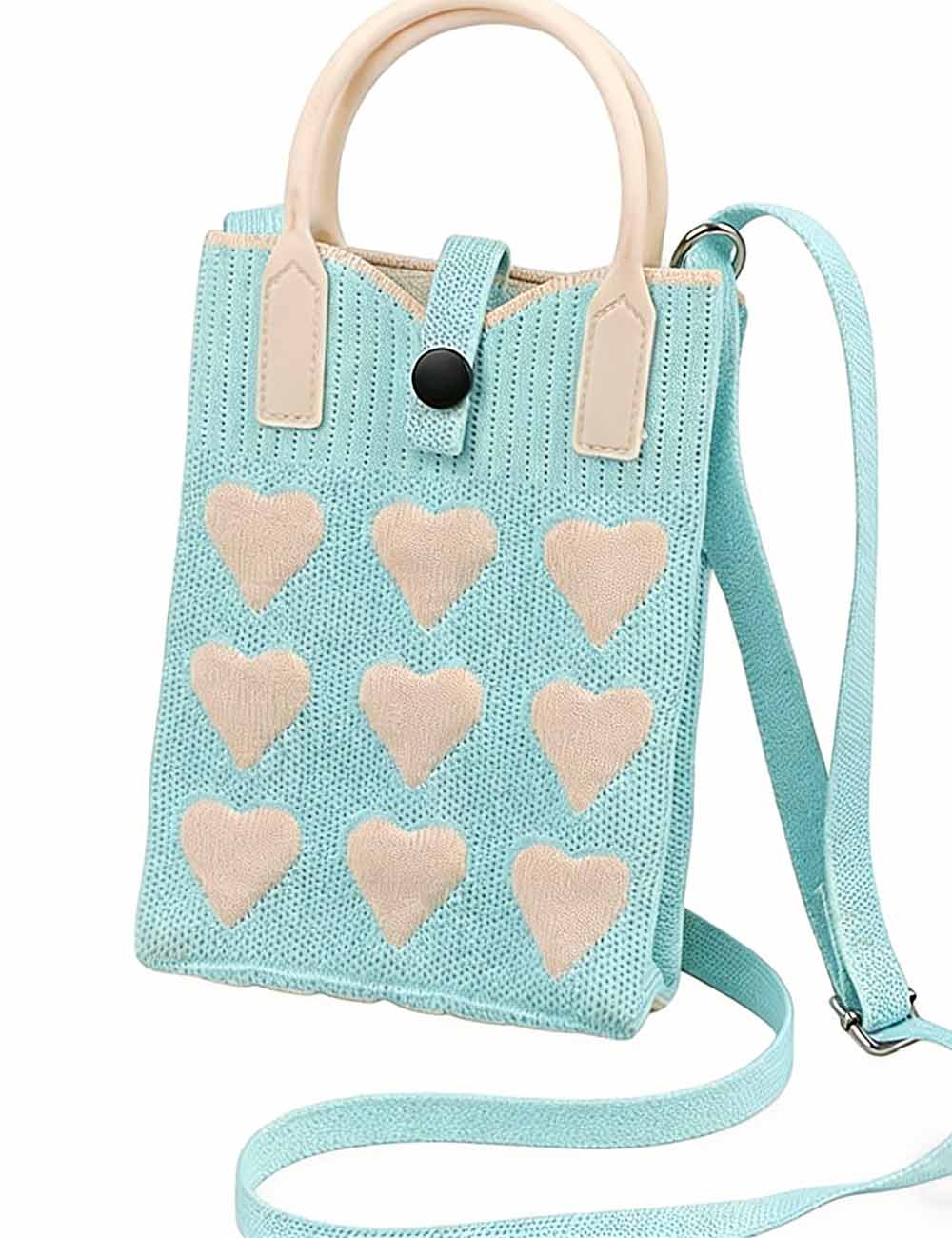 Ladies Valentine Hearts Knitted Mini Crossbody Bag