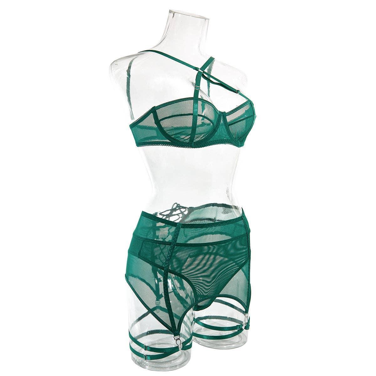 3PCS Bandage Sexy Lingerie Set with Garter Belt