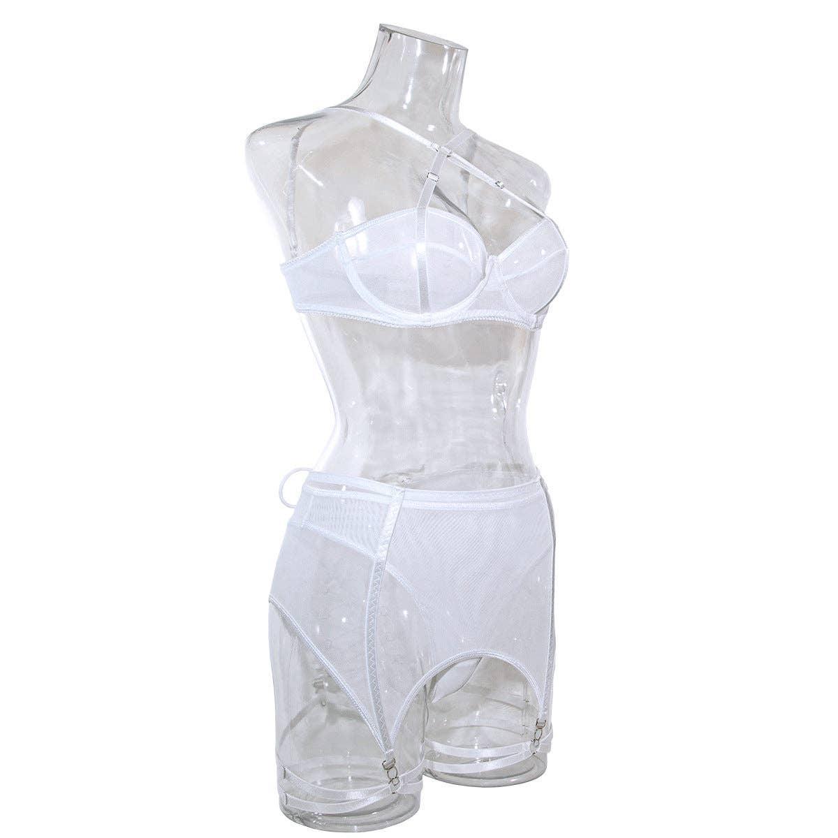 3PCS Bandage Sexy Lingerie Set with Garter Belt