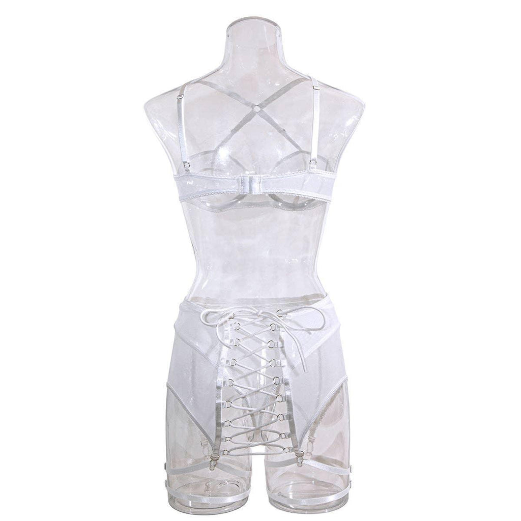 3PCS Bandage Sexy Lingerie Set with Garter Belt