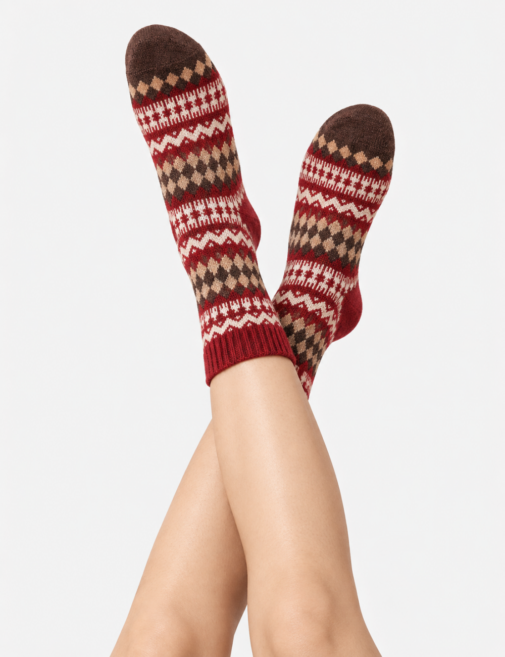 Ladies Christmas Wool Blend Thickened Mid Calf Socks