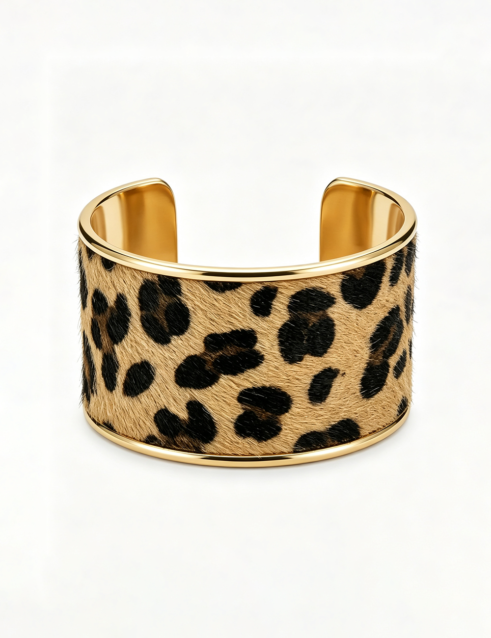 Ladies Punk Animal Print Metal Wide Cuff Bracelet