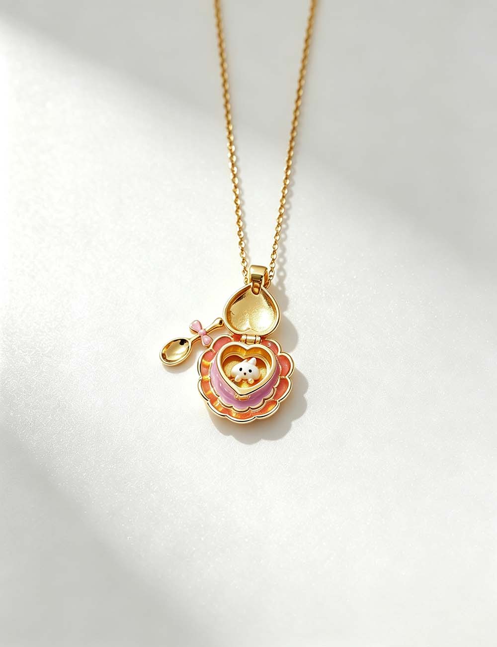 Ladies Cute Teacup Dog Locket Pendant Necklace