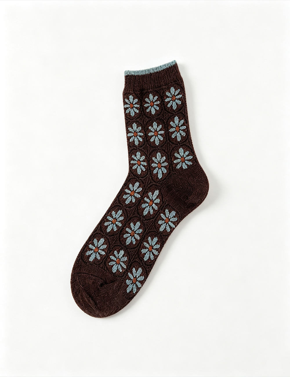 Ladies Vintage Floral Pattern Casual Crew Socks