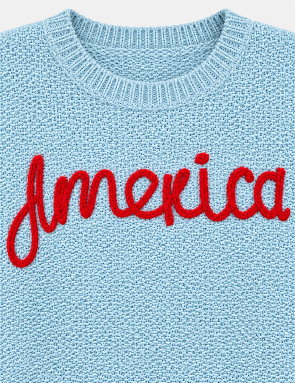Ladies America Embroideries Low Round Neck Sweater