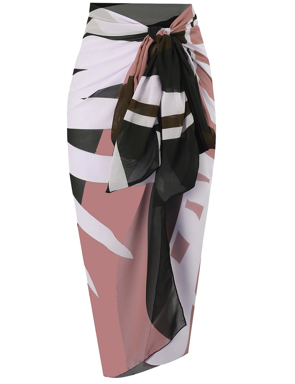 Ladies Tropical Leaf Print Chiffon Wrap Sarong Swim Cover Up