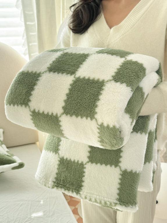 Home Coral Color Block Fleece Soft Blanket SKABL4090