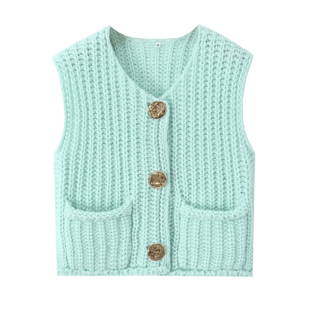 Ladies Chunky Open Knit Sweater Vest