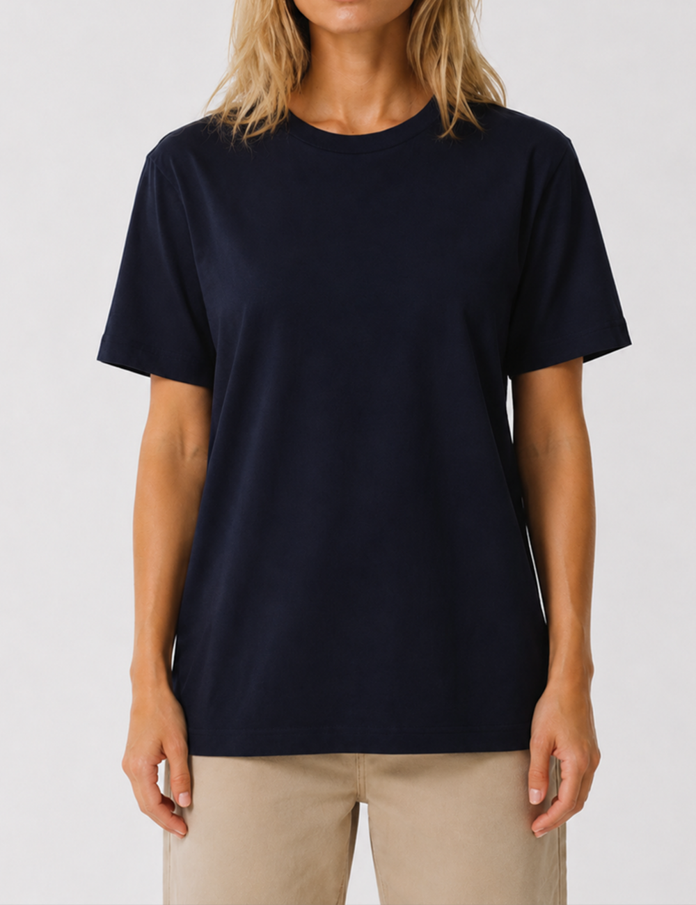 Ladies Casual Solid Round Neck Short Sleeves Basic T-Shirt
