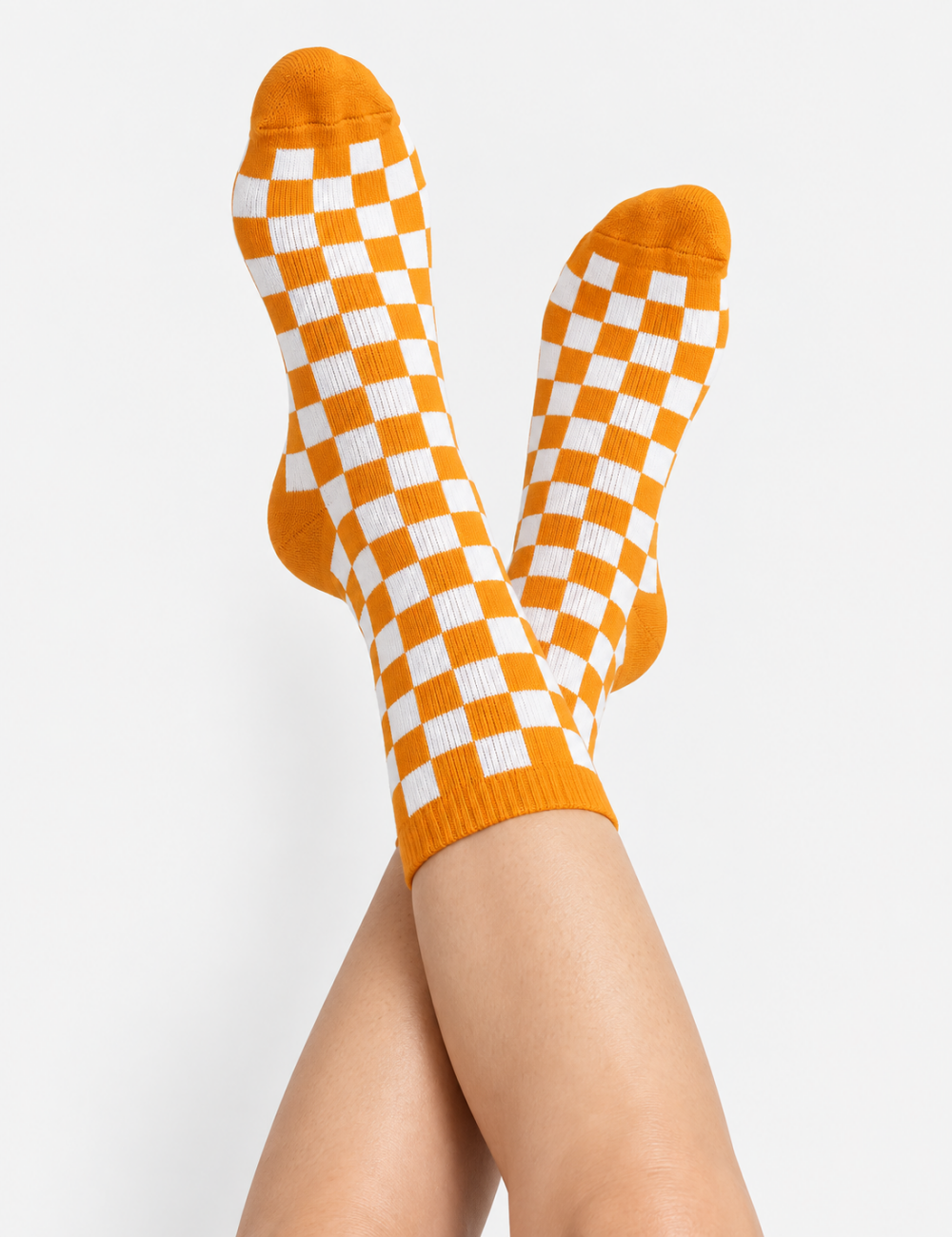 Ladies Checkered Pattern Mid Calf Socks