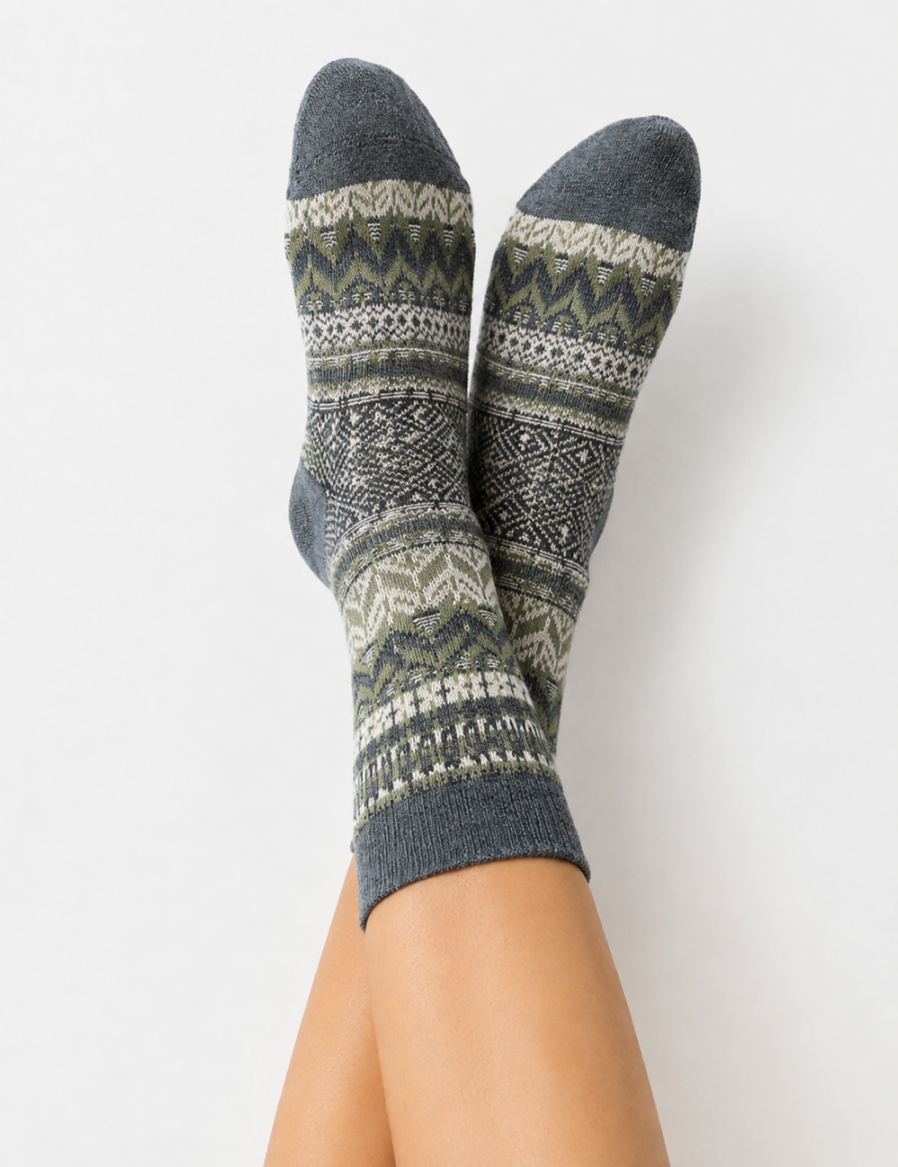 Ladies Vintage Ethnic Chevron Geometric Pattern Crew Socks