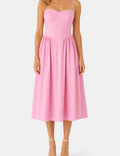 Ladies Chic Sweetheart Neck Corset Spaghetti Strap Midi Dress