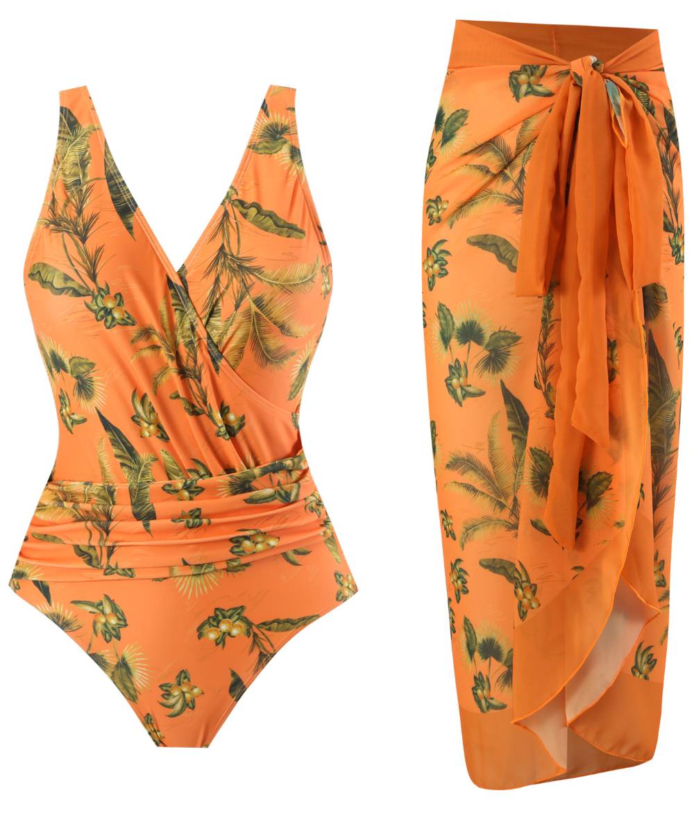 Ladies Print One Piece Swimwear with Cover SKSW40136