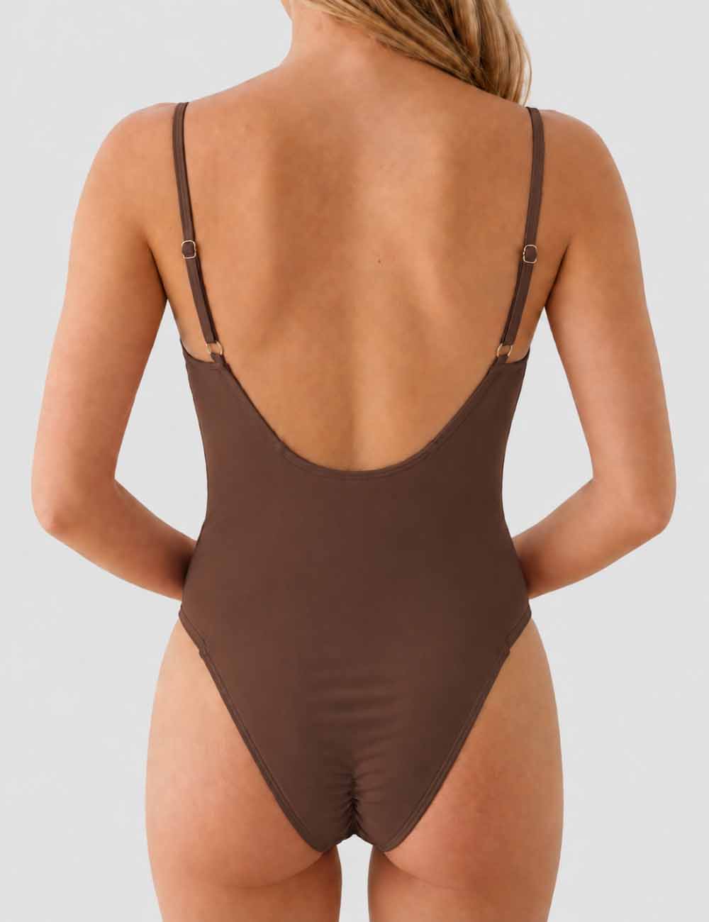 Ladies Gold Starfish Embellishment One Piece Swimsuit