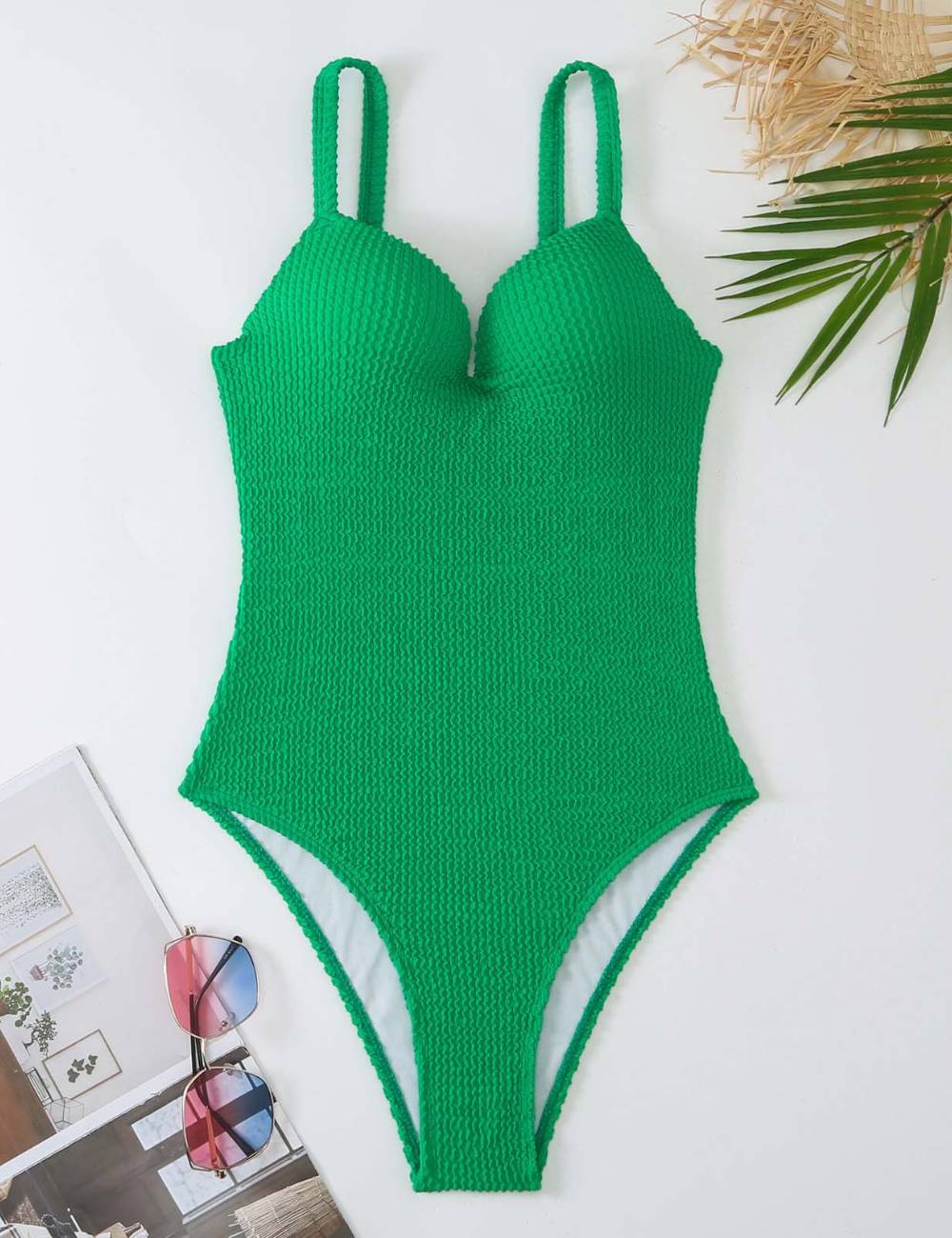 Ladies Wrinkle Basic One Piece Swimwear SKSW40156