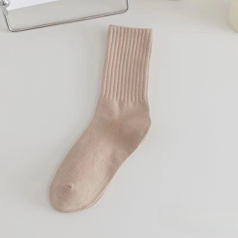 Ladies Rib Cuff Solid Color Over Ankle Socks SKASC4180