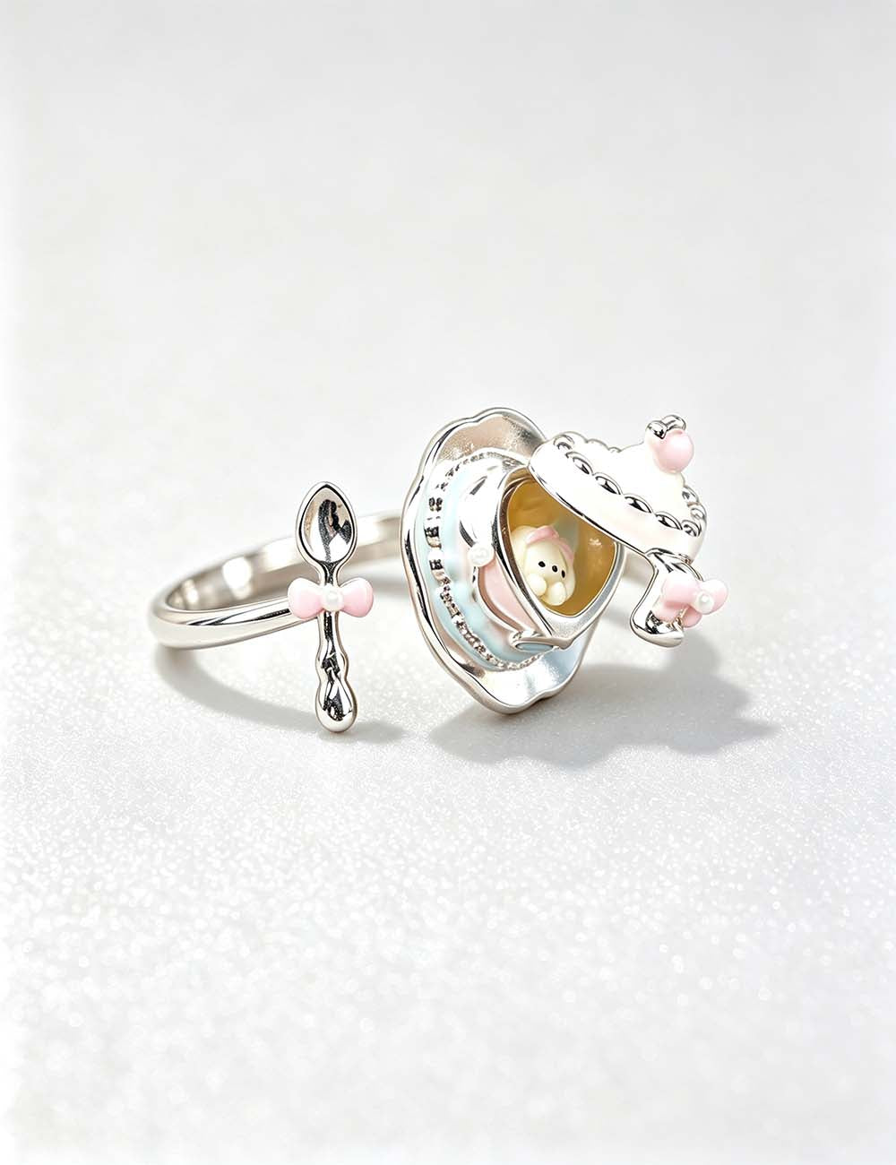 Ladies Cute Teacup Dog Open Ring