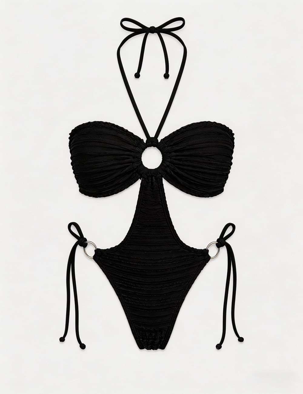 Ladies Openwork Design Halter Neck One Piece Swimsuit