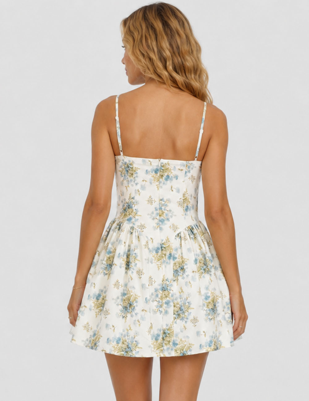 Ladies Chic Floral Print Spaghetti StrapBustier Cami Mini Dress