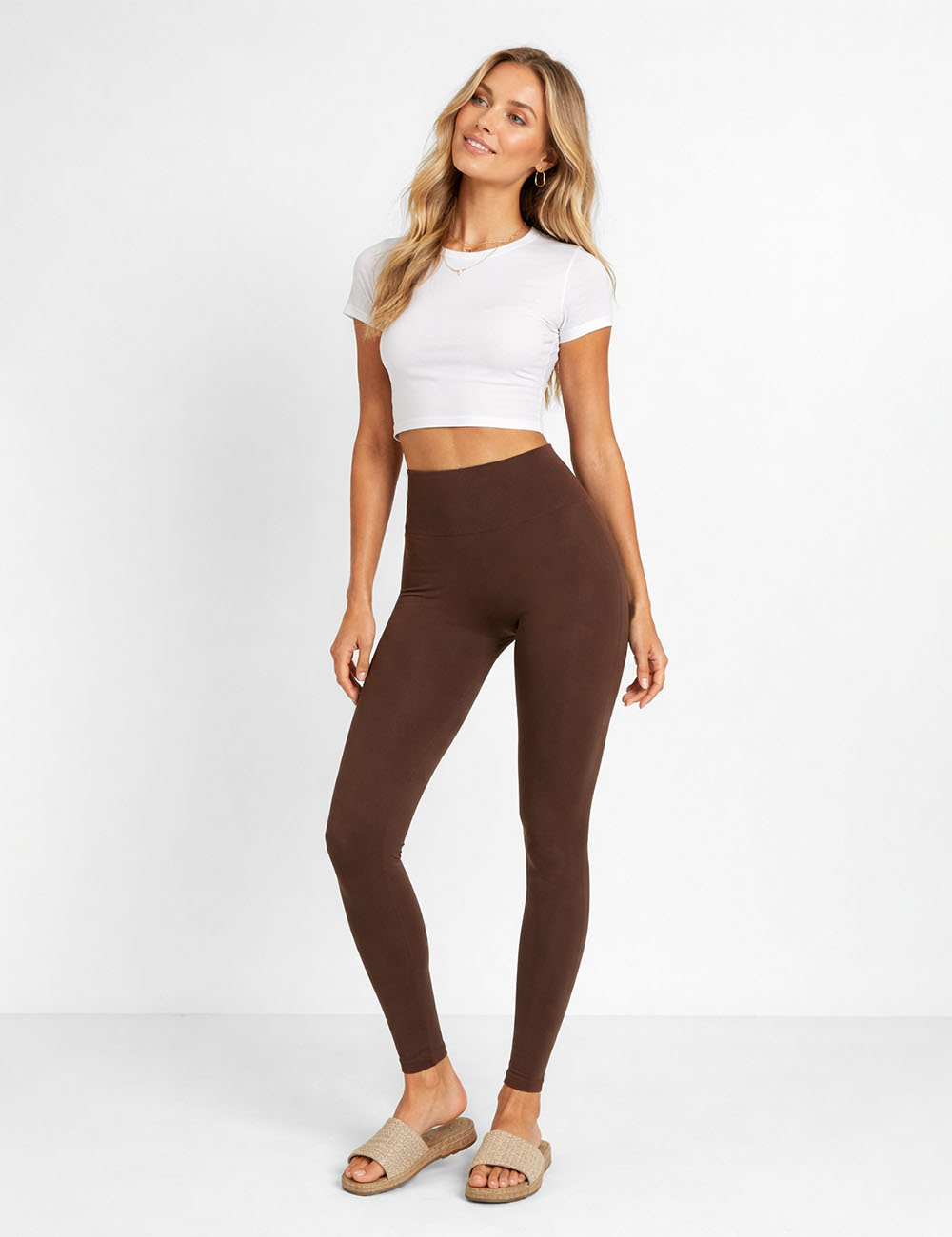 Ladies Seamless Elastic Waist Solid Color Yoga Pants