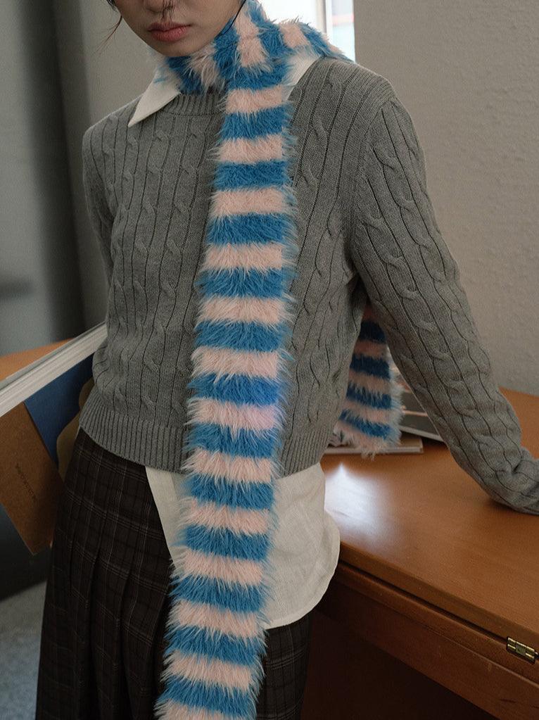 SWEETKAMA Ladies Soft Faux Mink Feel Stripe Scarf YW039