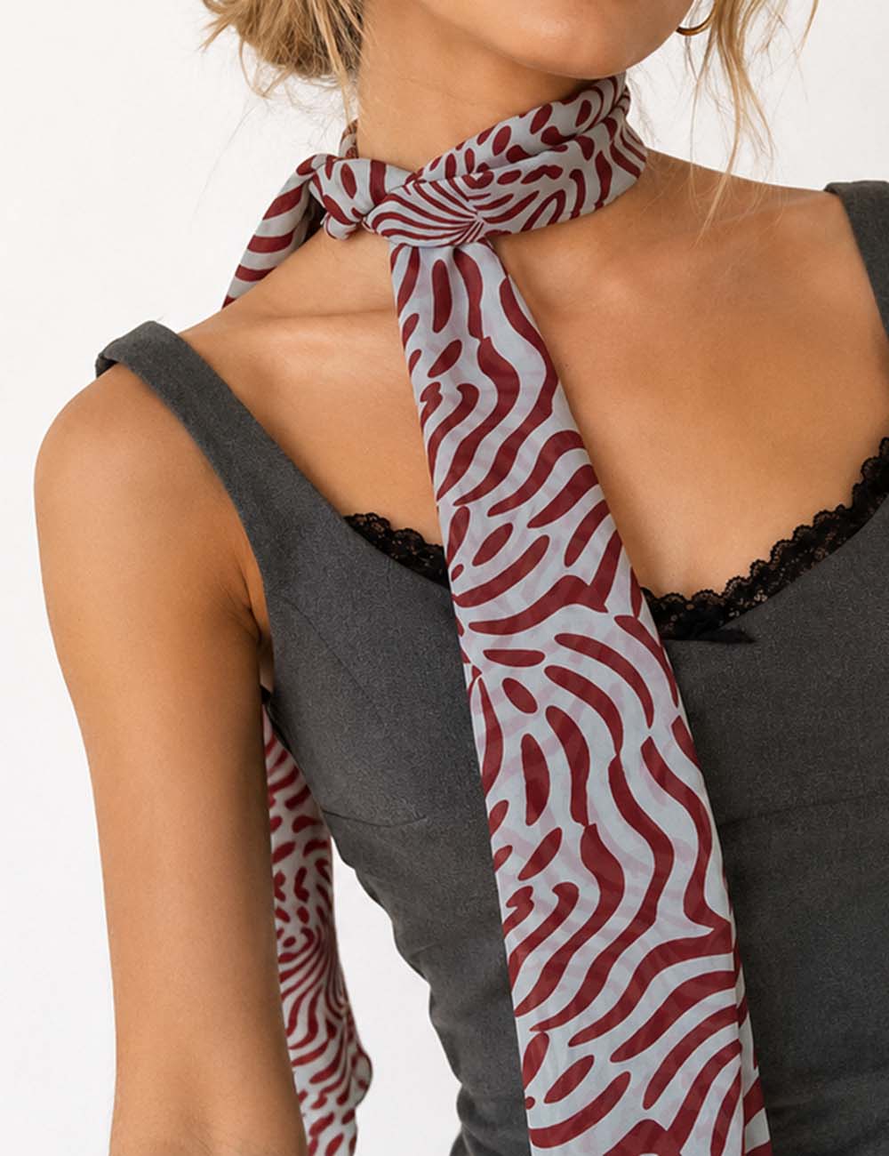 Ladies Color Block Zebra Print Chiffon Neck Scarf