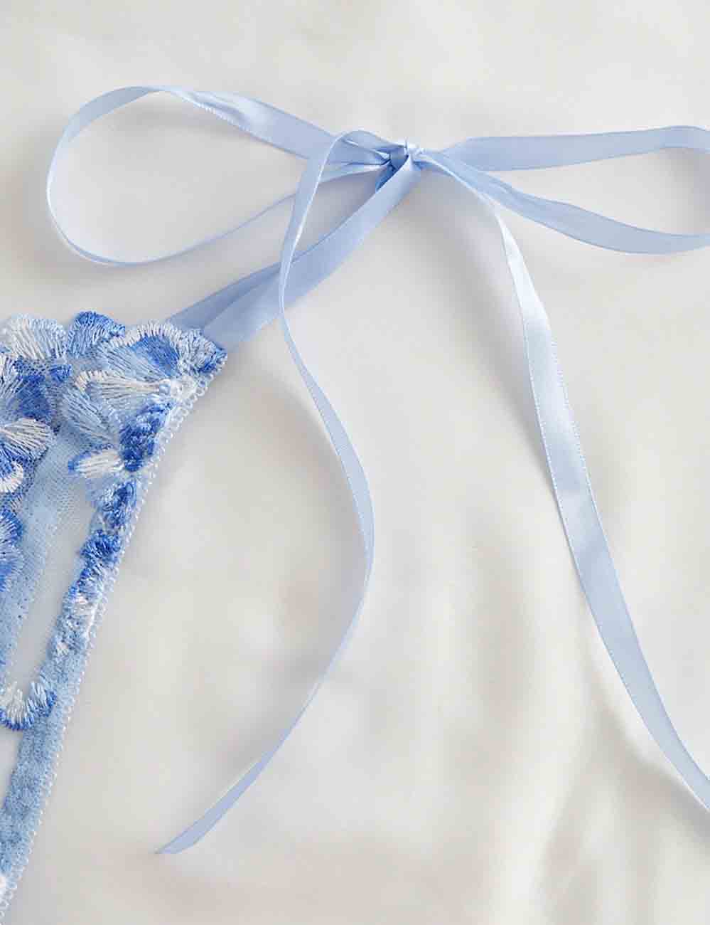 Ladies Floral Embroidery See Through 2PCS Lingerie Set 8XX0110