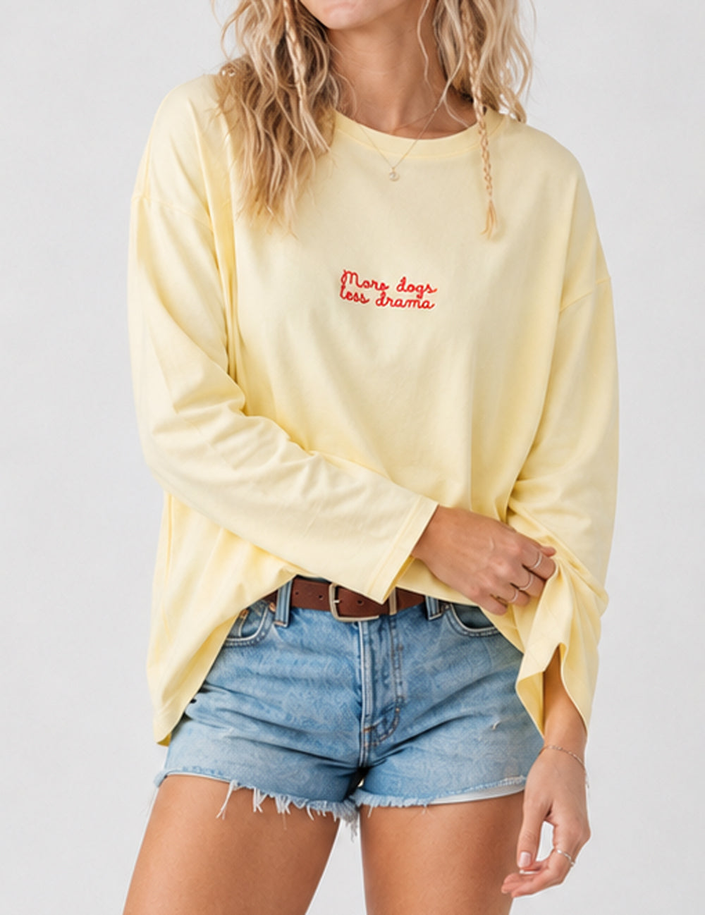 Ladies Casual Dog Graphic Long Sleeves T-Shirt
