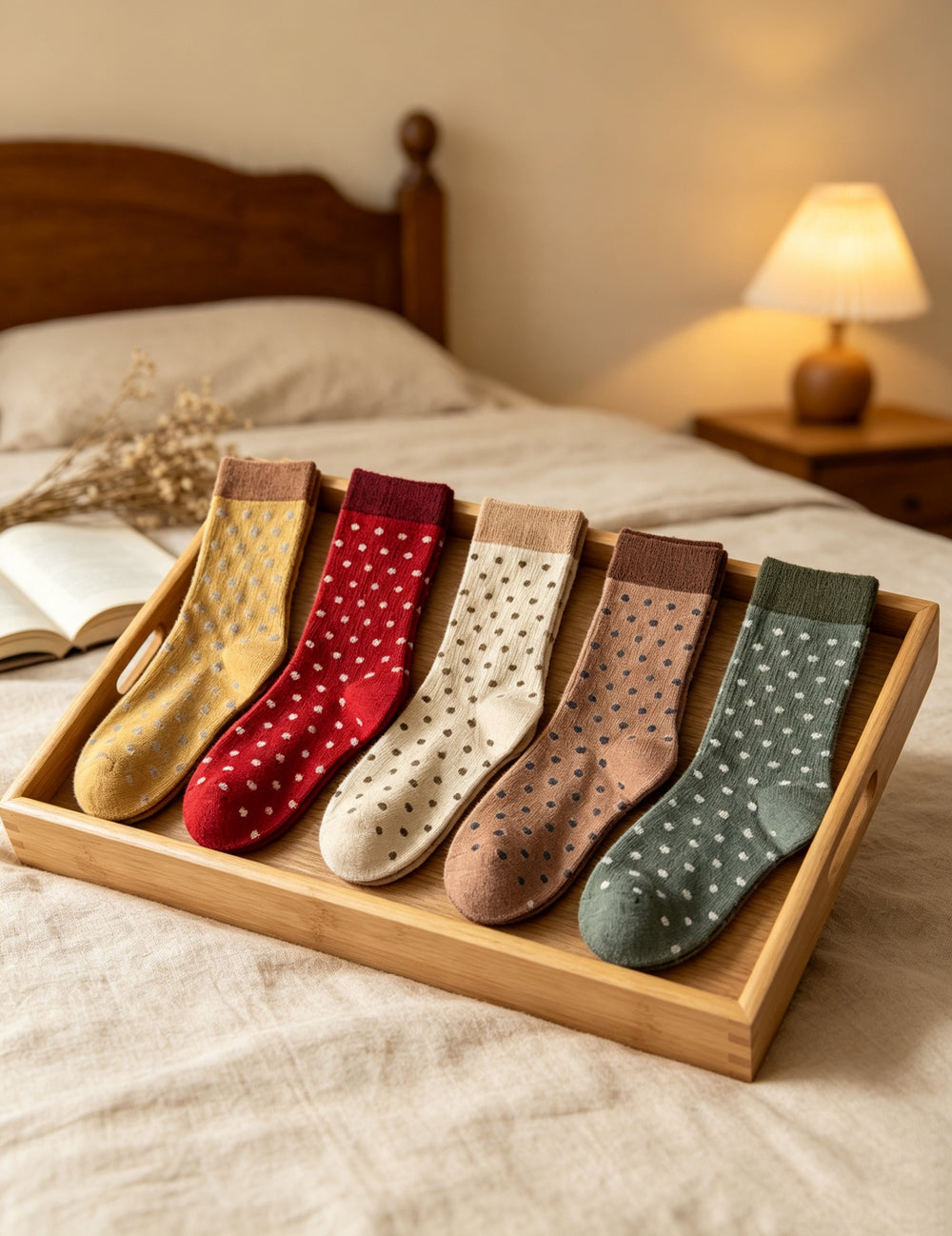 Ladies Cute Polka Dot Mid Calf Socks