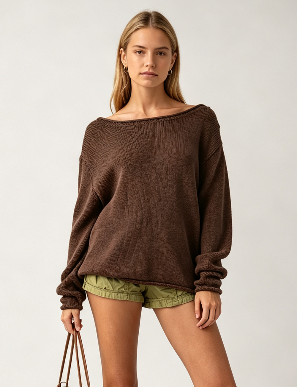 Ladies Casual Striped Knit Pullover Sweater