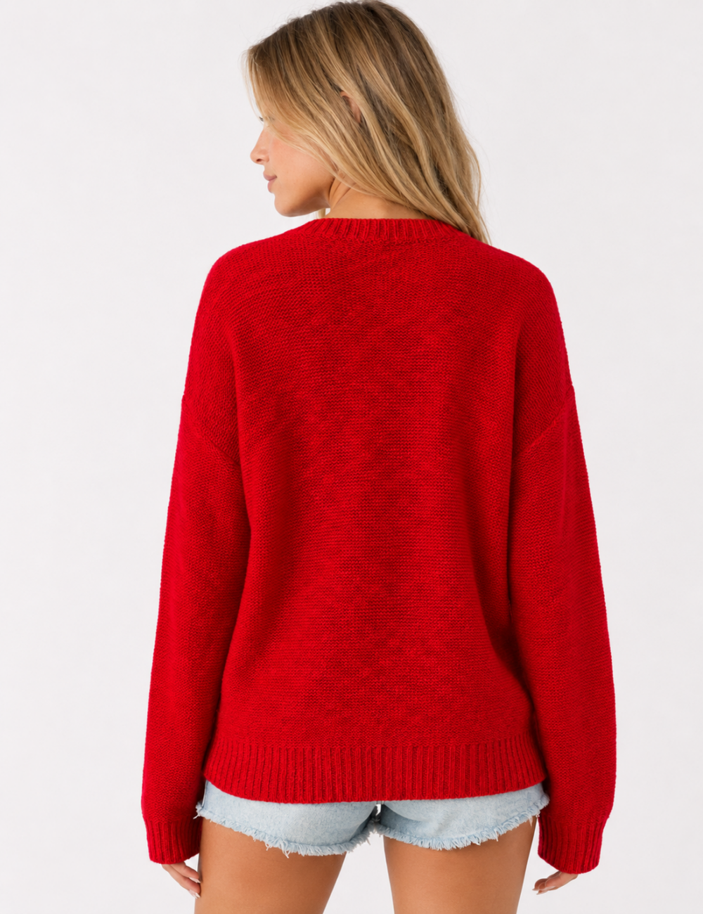 Ladies America Embroideries Low Round Neck Sweater