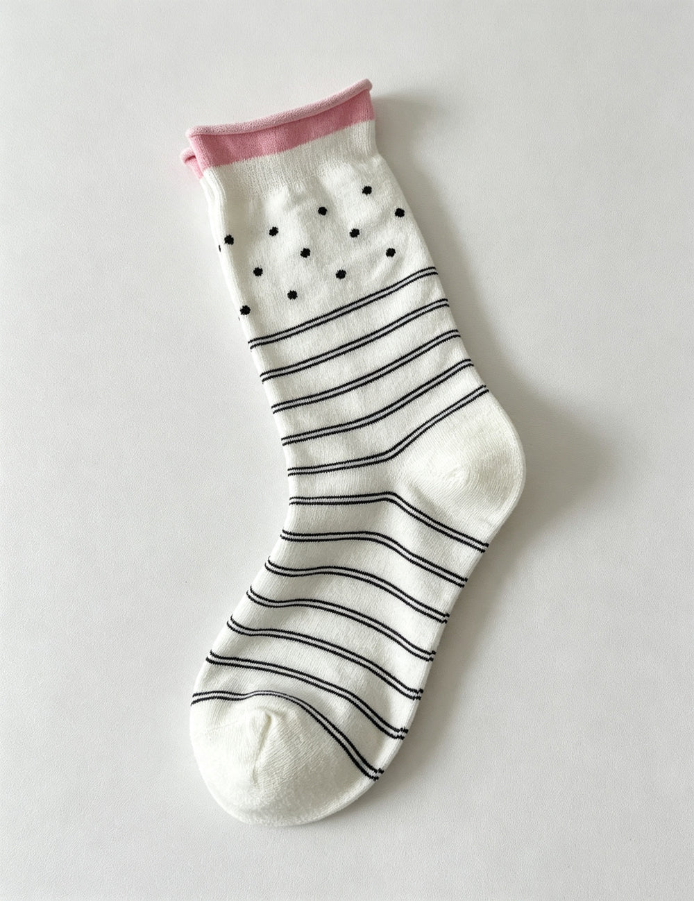Ladies Striped Polka Dot Mid Calf Socks