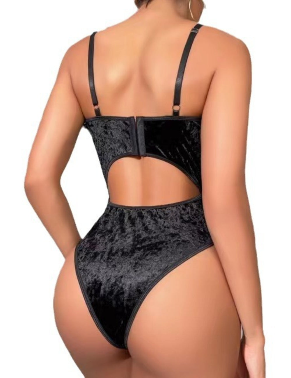 Ladies Feather Neck Velvet Lingerie Teddy SKLG4121