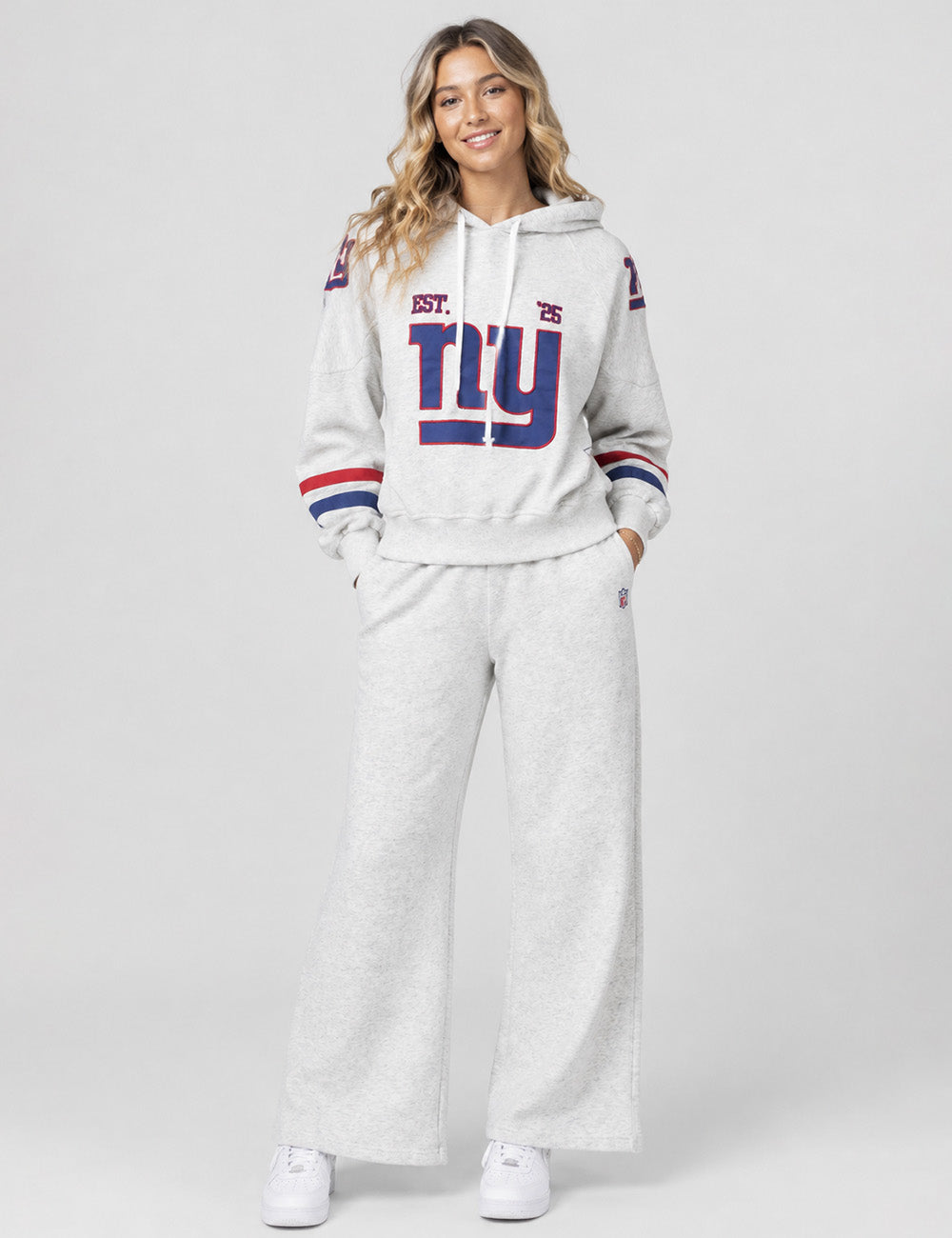 Ladies Team Graphic Embroideries Straight-Cut Legs Sweatpants