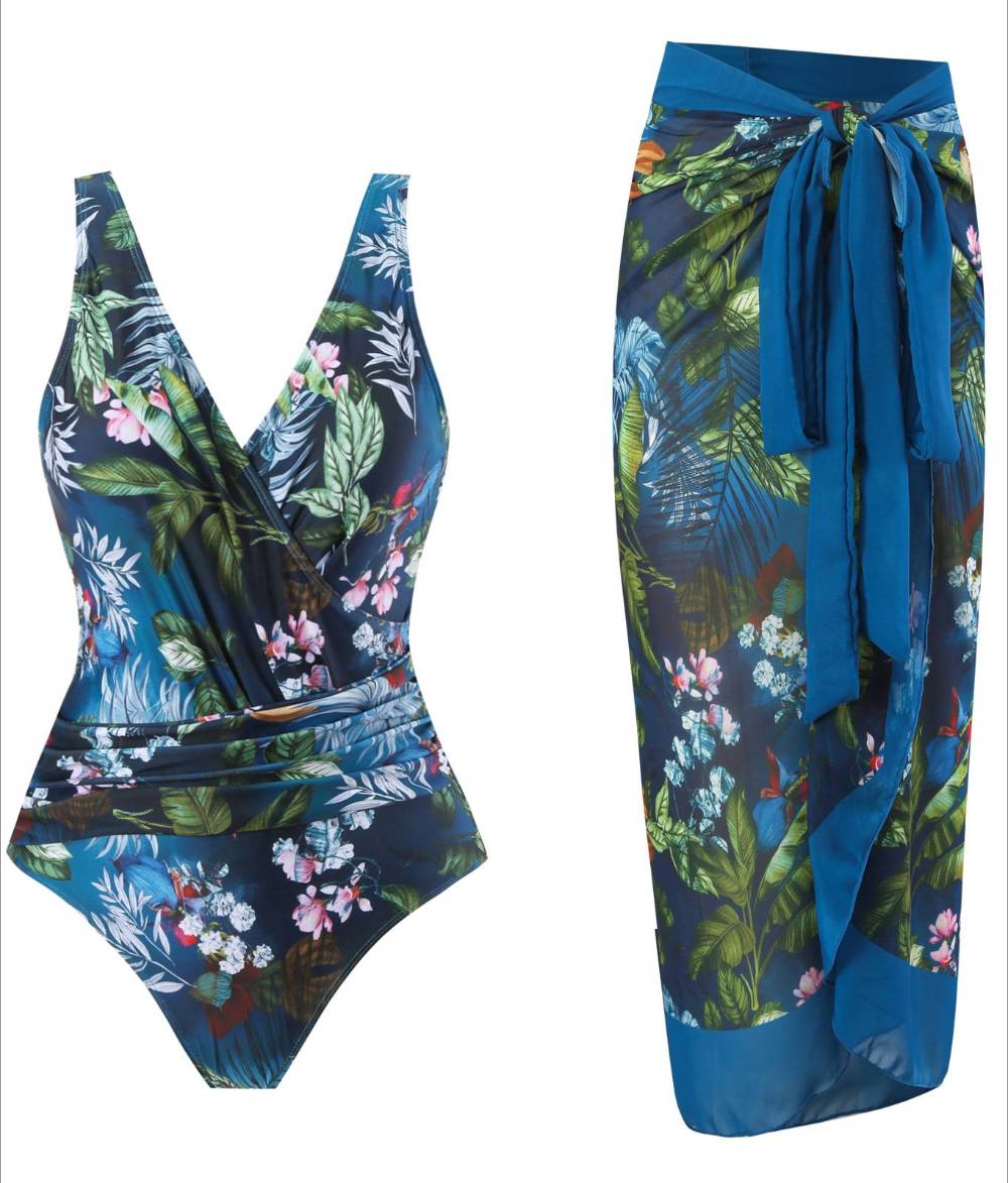 Ladies Print One Piece Swimwear with Cover SKSW40136